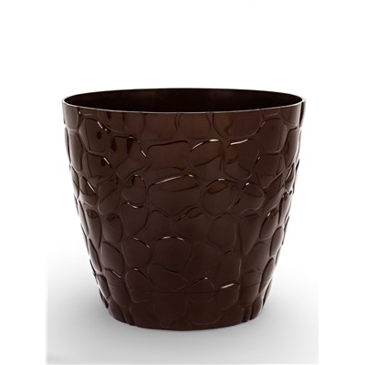 Горшок для цветов с поддоном «Камешки», 5 л, пластик, шоколадный