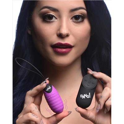 Лиловое ребристое виброяйцо с пультом ДУ 28X Ribbed Silicone Egg