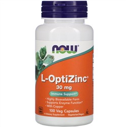 Now Foods, L-OptiZinc, 30 мг, 100 растительных капсул