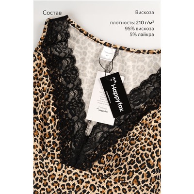 Женская сорочка из вискозы с кружевом Happyfox