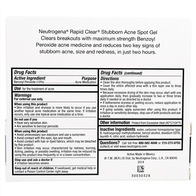 Neutrogena, Rapid Clear, гель от прыщей, максимальная сила, 28 г (1 унция)