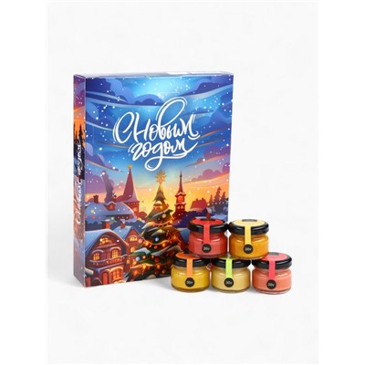 Адвент календарь с мёдом «С Новым Годом», облепиха, кедровые орешки, малина, цитрус, клубника (12 шт. × 30 г)