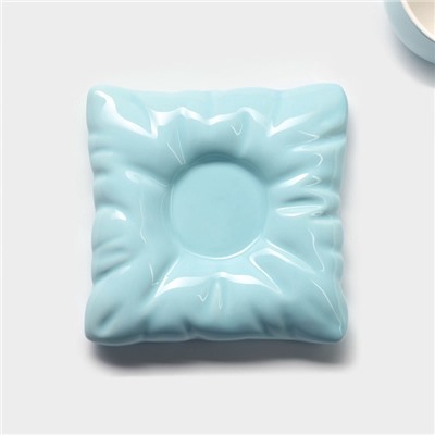 Чайная пара «Зефирка», 3 предмета: чашка 250 мл, блюдце d=13.7 см, ложка, керамика, голубая