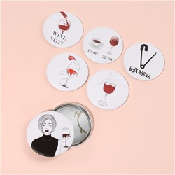 Зеркало карманное WINE NOT, d=7.5 см, рисунок МИКС