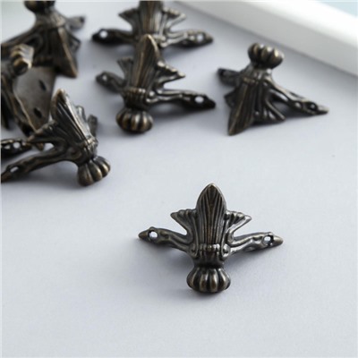 Уголок (ножка) для шкатулки, ключницы «Фигурная», металл под бронзу, набор 8 шт., 2.9×4 см