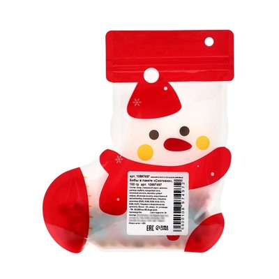 Драже бобы новогодние в пакете «Снеговик» 100 г