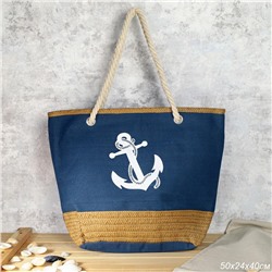 Сумка пляжная на молнии 50х40х24 см синий / BB14 /уп 1/