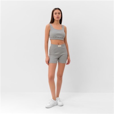 Костюм женский (топ, велосипедки) MIST, размер 40-42, серый