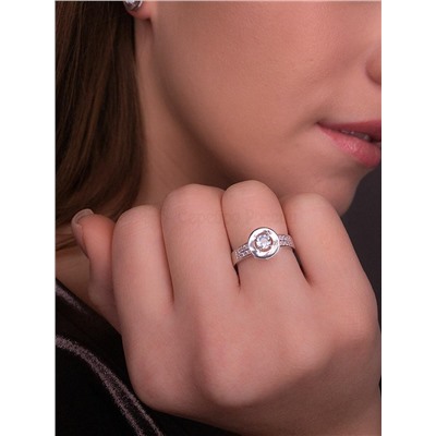 Кольцо из серебра с нат. sky топазом и фианитами родированное 925 пробы К-3906рс402