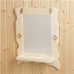 Зеркало для бани и сауны, настенное, с полкой, «Добропаровъ»