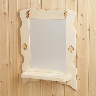 Зеркало для бани и сауны, настенное, с полкой, «Добропаровъ»