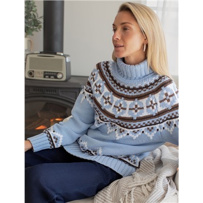 Свитер фактурной вязки из хлопка с акрилом