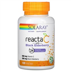 Solaray, Reacta C с черной бузиной, 120 вегетарианских капсул