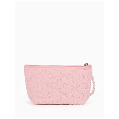 Косметичка женская «Цветочки», на молнии, ручка из бусин, розовая