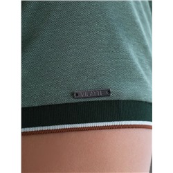 Футболка поло с воротником на пуговицах из полотна пике с меланжевым плетением с эластаном