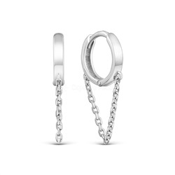 Серьги из серебра родированные с цепью 925 пробы 11-1509р