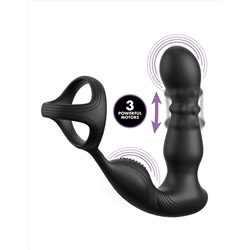 Черный вибростимулятор простаты с кольцом Ass-gasm Slide   Glide