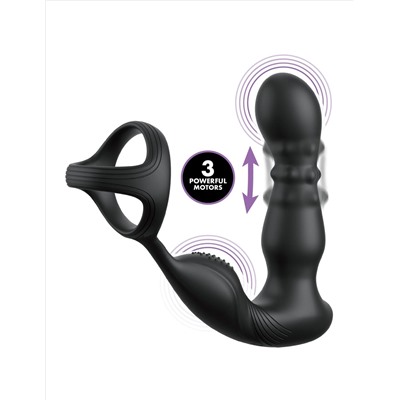Черный вибростимулятор простаты с кольцом Ass-gasm Slide   Glide