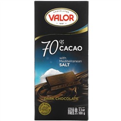 Valor, Dark Chocolate, 70% Cacao with Mediterranean Salt, 3.5 oz (100 g)