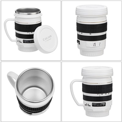 Термокружка TAKE IT EASY Экземпляр «Объектив», 220 мл, сохраняет тепло 2 часа, нержавеющая сталь, белая