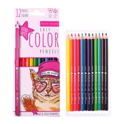 Карандаши цветные 12 цветов BrunoVisconti Easycolor, трёхгранные, особо мягкие