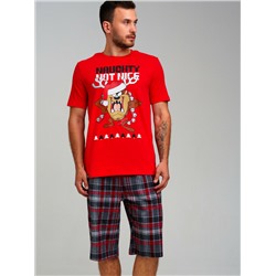 Комплект для мужчин: фуфайка (футболка) трикотажная, шорты текстильные