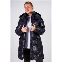Зимняя куртка стеганная с капюшоном арт. 811 (Черный)