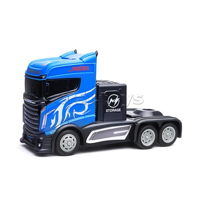 Машина "Контейнеровоз" с дорожными знаками (синий) р/у, 27 MHz, в коробке