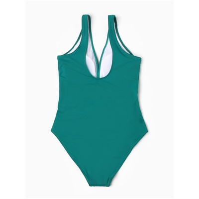 Купальник женский слитный с резинкой на талии, размер 42, зелёный
