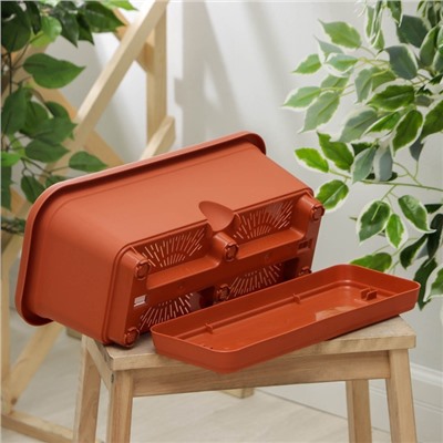 Ящик для цветов балконный с поддоном, 40 см, терракотовый