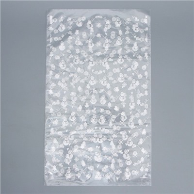 Пакет подарочный новогодний пропиленовый «Снеговики», 24×39 см