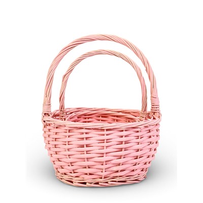 Корзина плетёная для хранения Vite, с ручкой, розовая, набор 2 шт.
