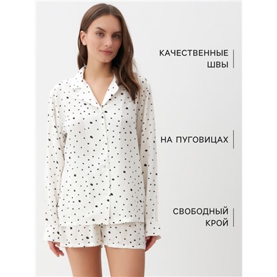 Пижама женская (рубашка, шорты) KAFTAN, размер 48-50, белая
