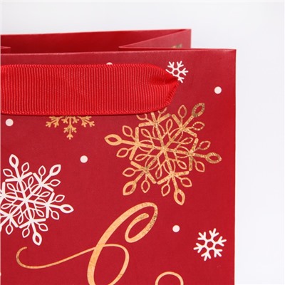 Пакет под бутылку подарочный новогодний ламинированный «С Новым годом», 13×36×10 см