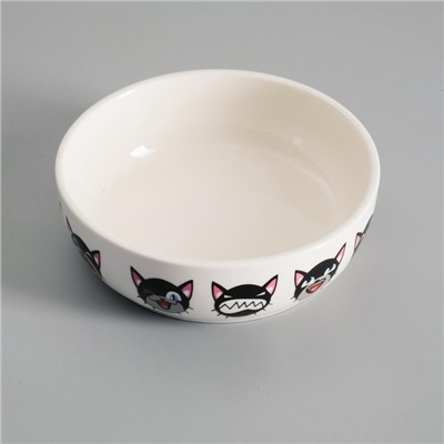 Миска керамическая «Эмоджи» 250 мл - 12×12×3.5 см, белая