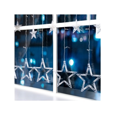 Гирлянда «Бахрома» 2.4×0.9 м с насадками «Звёзды», IP20, прозрачная нить, 138 LED, свечение мульти, 8 режимов, 220 В
