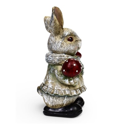 Садовая фигура из полистоуна «Зайка с грибами», 26×12×16 см