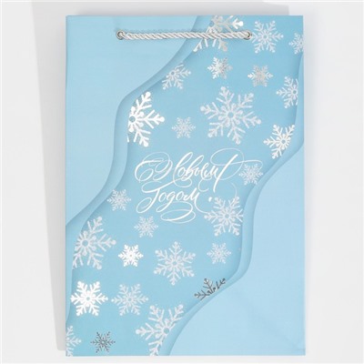 Пакет подарочный новогодний ламинированный «С Новым годом», 21×30×15 см