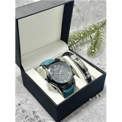 Подарочный набор для мужчины часы и браслет + коробка #22862670