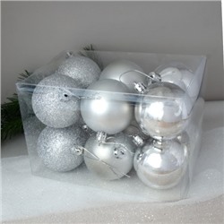 Елочные шары 12 штук 6 см / HX-13/1 /уп 60/ серебро
