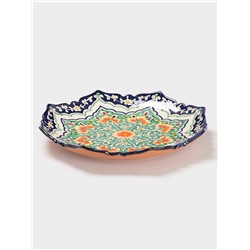 Ляган Риштанская Керамика «Цветы», 32 см, рифлёный, разноцветный