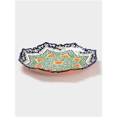 Ляган Риштанская Керамика «Цветы», 32 см, рифлёный, разноцветный
