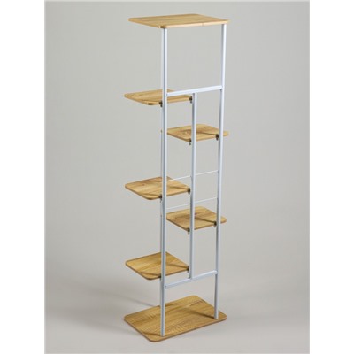 Подставка для цветов Greengo, 7 полок, 36×23×120 см, напольная, каркас металл, полки МДФ, белая