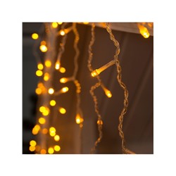 Гирлянда «Бахрома» 3×0.6 м, IP44, УМС, прозрачная нить, 160 LED, свечение жёлтое, 220 В
