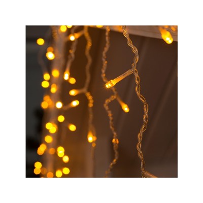 Гирлянда «Бахрома» 3×0.6 м, IP44, УМС, прозрачная нить, 160 LED, свечение жёлтое, 220 В