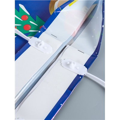 Пакет подарочный новогодний «Мишка с елкой», полиэтиленовый с пластиковой ручкой, 37×35 см