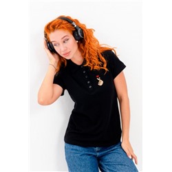 8524 футболка поло женская (Черный_рука с сердцем)