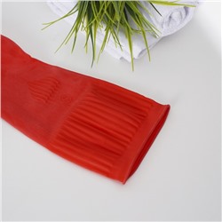 Перчатки хозяйственные Доляна, размер XL, 38 см, длинные манжеты, резиновые, красные