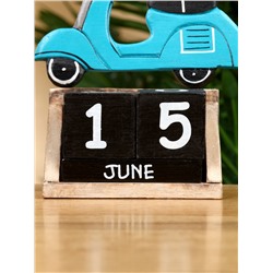 Календарь настольный «Мопед», 14×5.5×14.5 см, дерево, бирюзовый