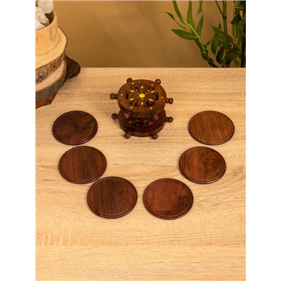 Подставка под горячее «Штурвал», набор 6 шт., 12×11.5×6.8 см, дерево шишам